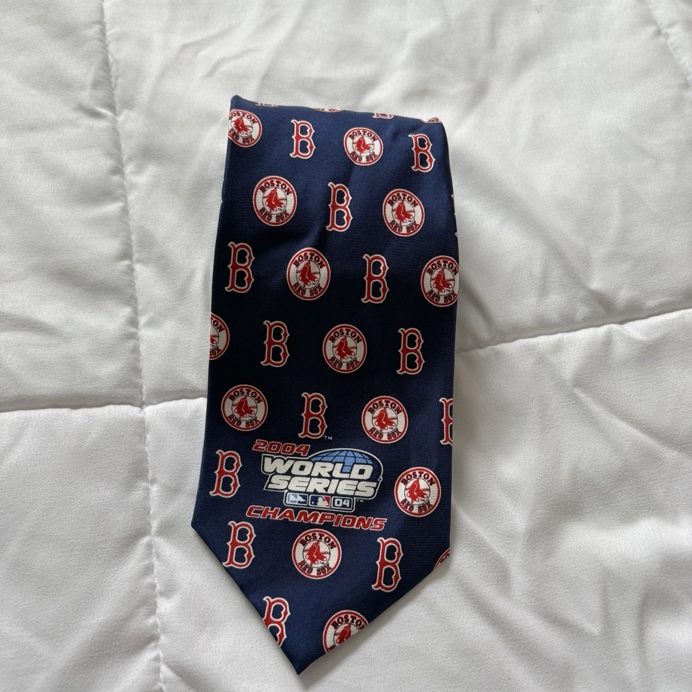 NWOT Vintage 100% Silk 2004‎ World Series Champions Boston Red Sox MLB Tie Blue